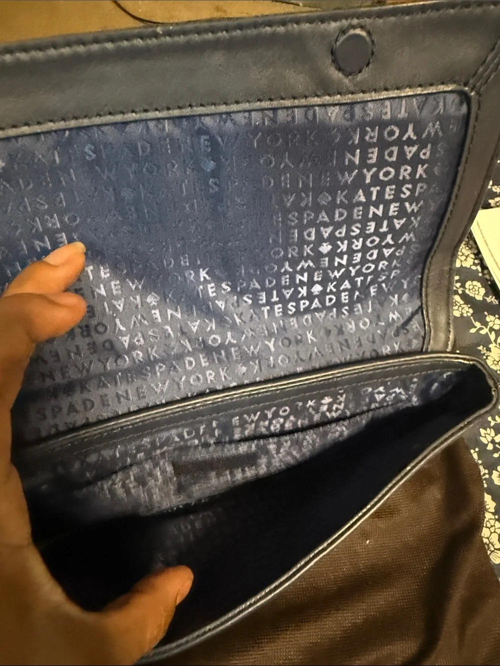 kate spade navy blue moon phase clutch